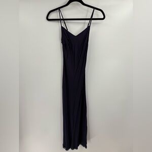 Nation ltd navy blue viscose coquette girly slip midi length dress size xs